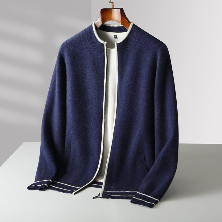 Men’s Full-Zip Cardigan with Contrast Trim