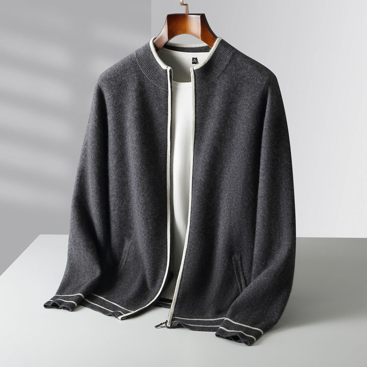 Men’s Full-Zip Cardigan with Contrast Trim