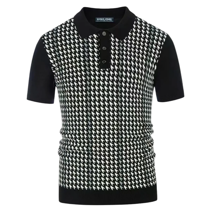 Men's Houndstooth Knit Polo Shirt