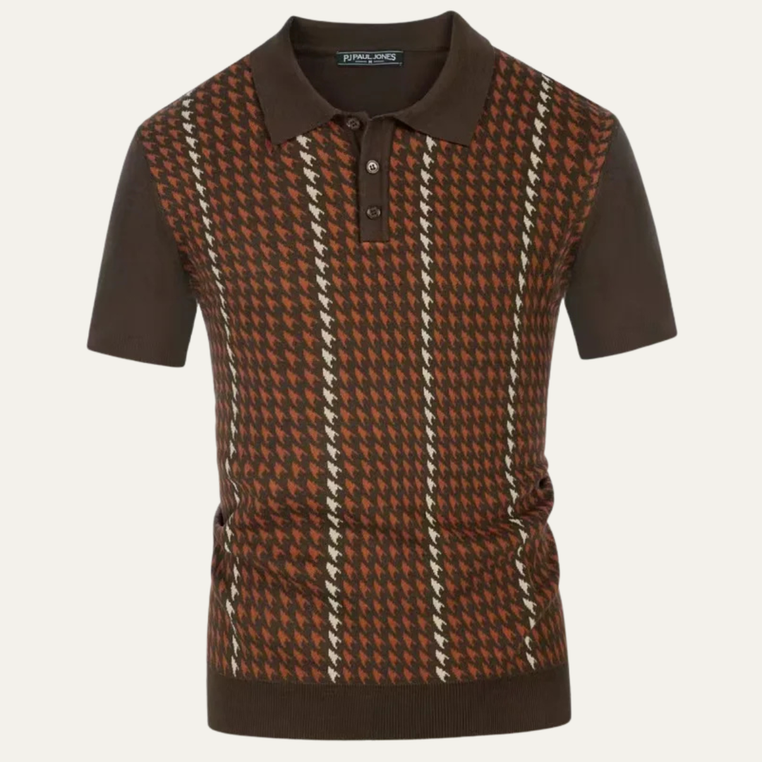 Men's Houndstooth Knit Polo Shirt