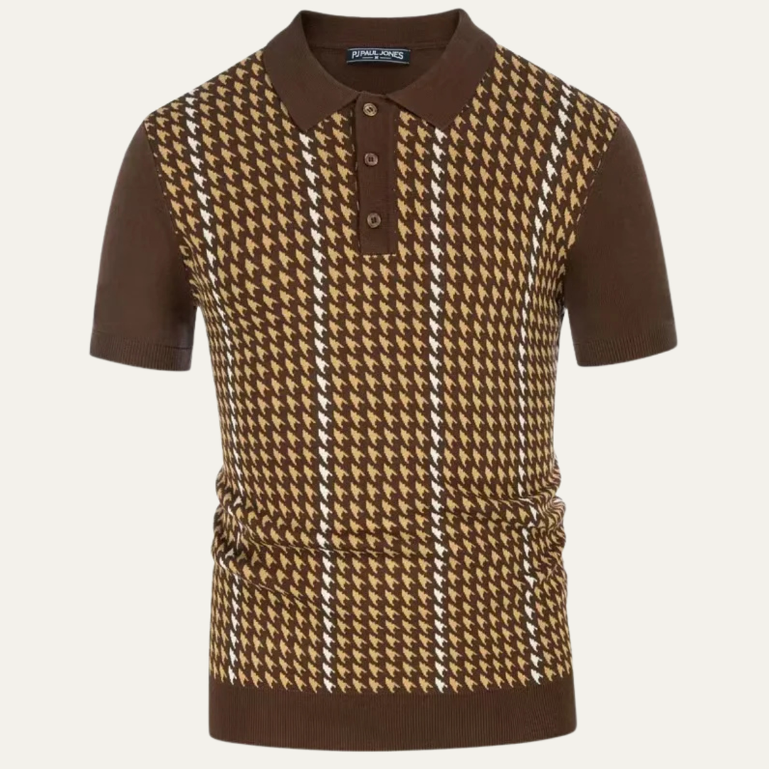 Men's Houndstooth Knit Polo Shirt