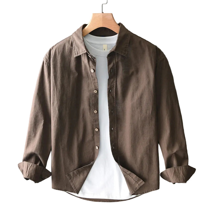 Men’s Long Sleeve Button-Up Overshirt with Collar