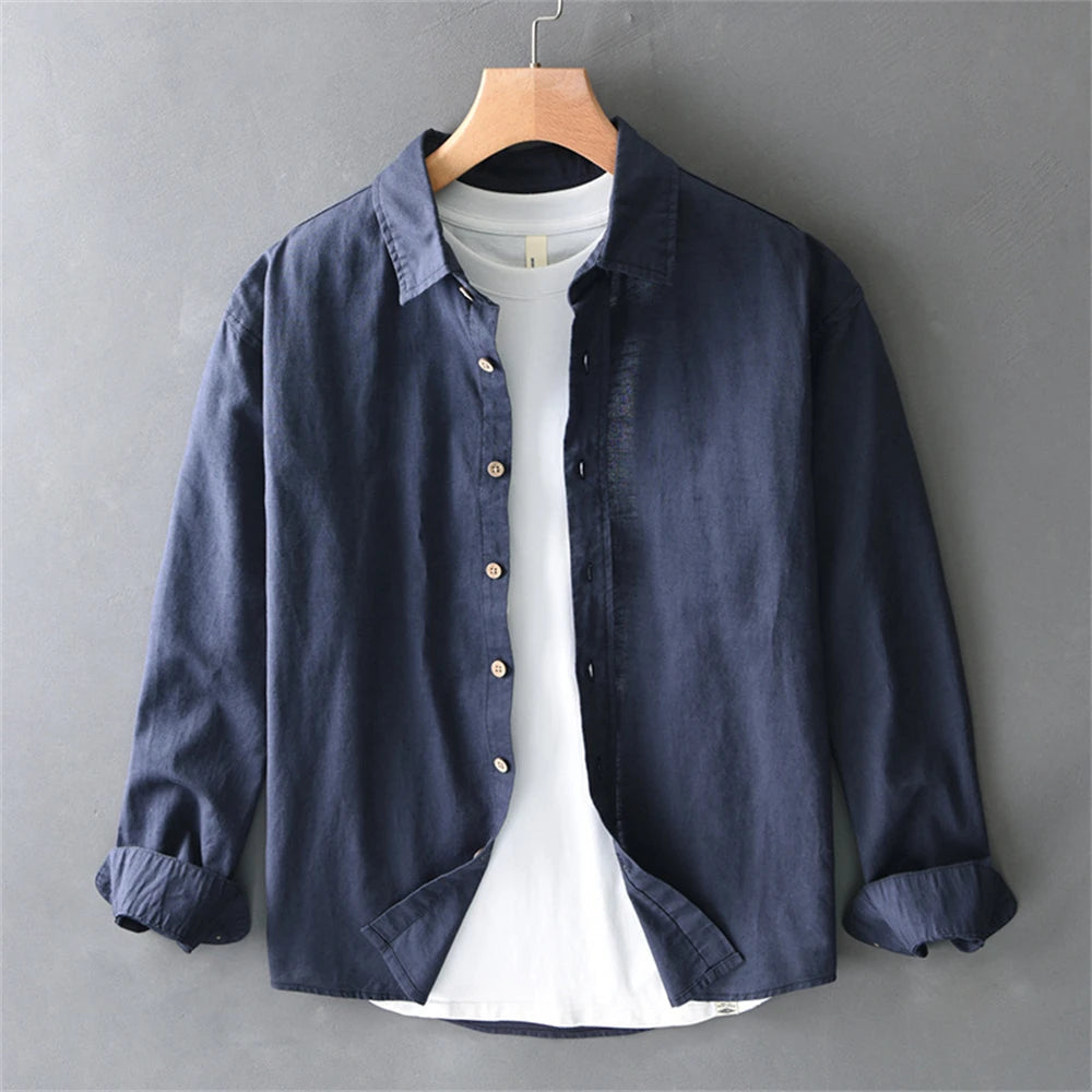 Men’s Long Sleeve Button-Up Overshirt with Collar