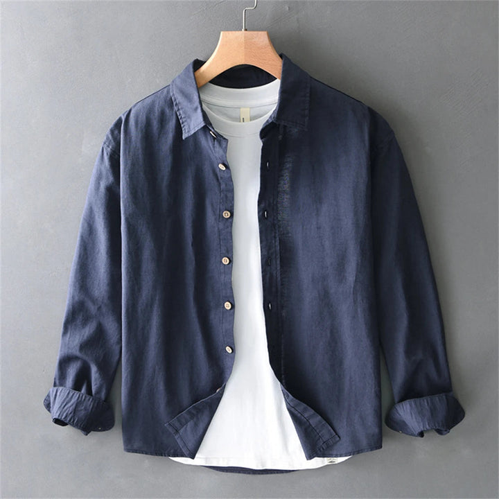 Men’s Long Sleeve Button-Up Overshirt with Collar