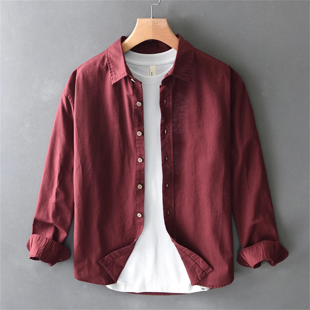 Men’s Long Sleeve Button-Up Overshirt with Collar