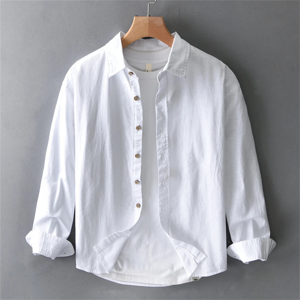 Men’s Long Sleeve Button-Up Overshirt with Collar
