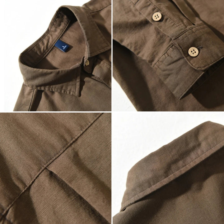 Men’s Long Sleeve Button-Up Overshirt with Collar