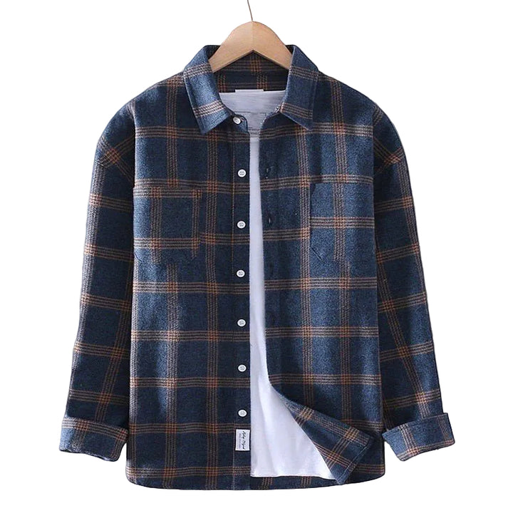 Men’s Long Sleeve Button-Up Plaid Shirt