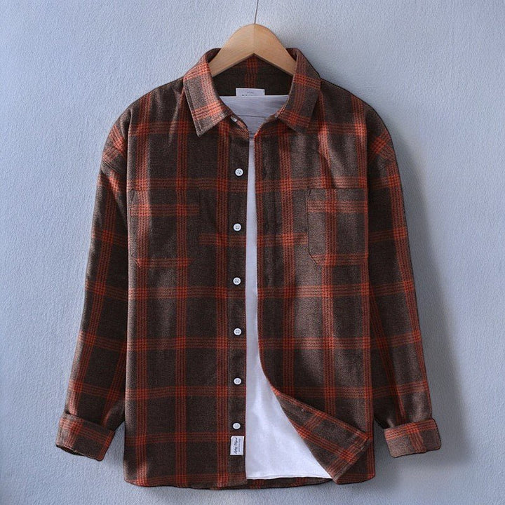 Men’s Long Sleeve Button-Up Plaid Shirt