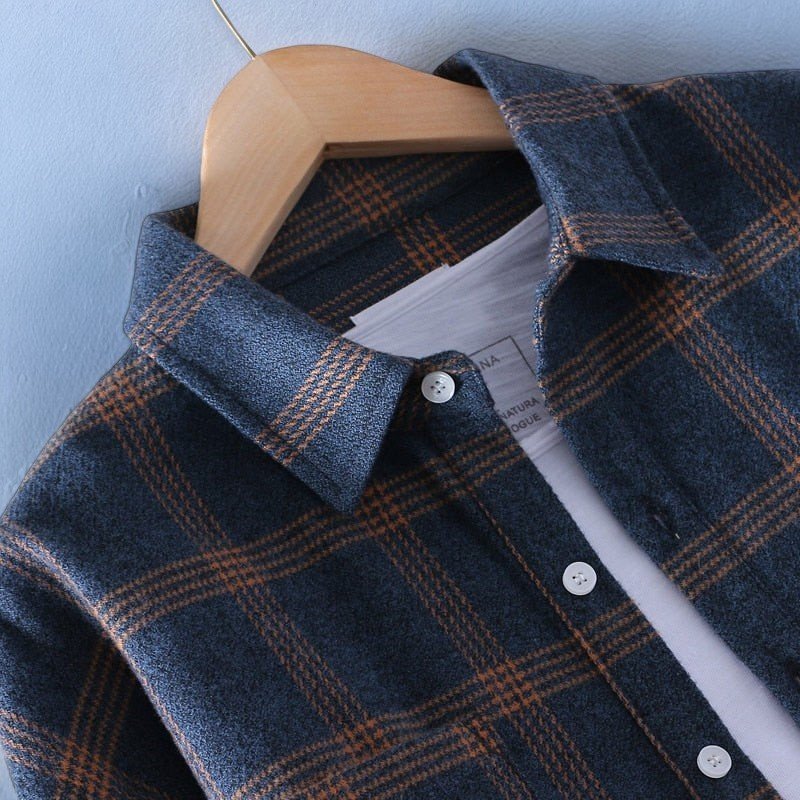Men’s Long Sleeve Button-Up Plaid Shirt