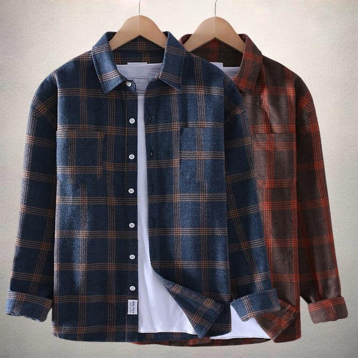 Men’s Long Sleeve Button-Up Plaid Shirt