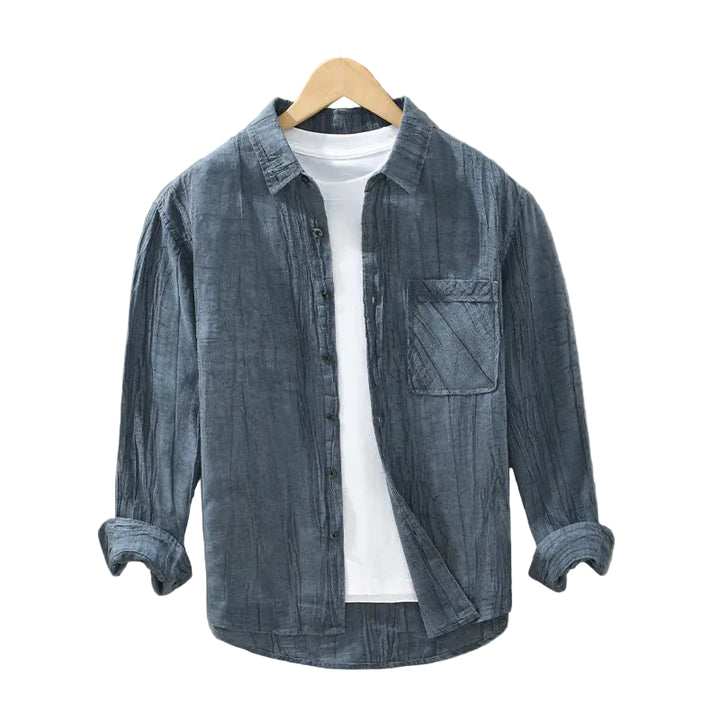 Men’s Long Sleeve Button-Up Shirt with Chest Pocket