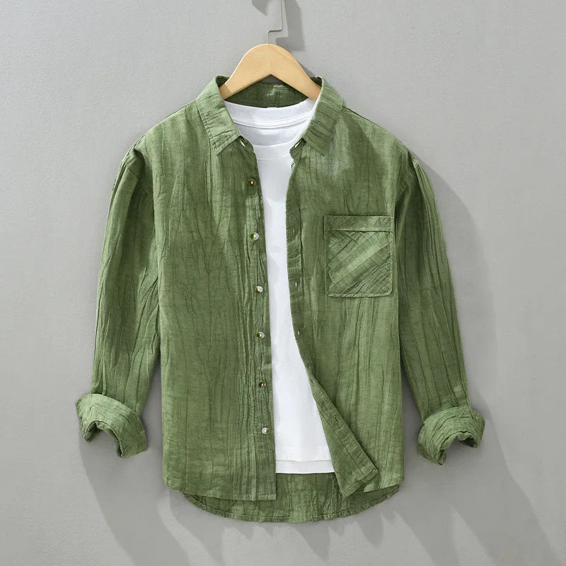 Men’s Long Sleeve Button-Up Shirt with Chest Pocket