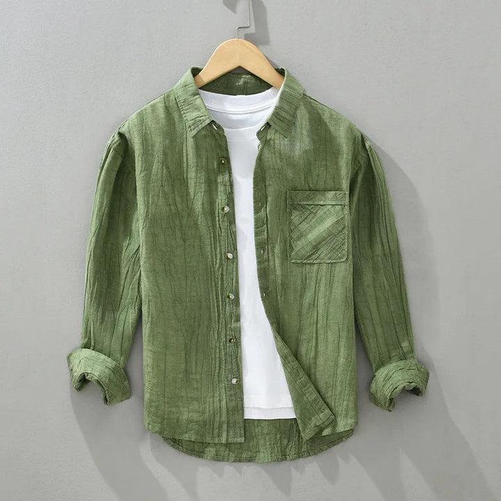 Men’s Long Sleeve Button-Up Shirt with Chest Pocket