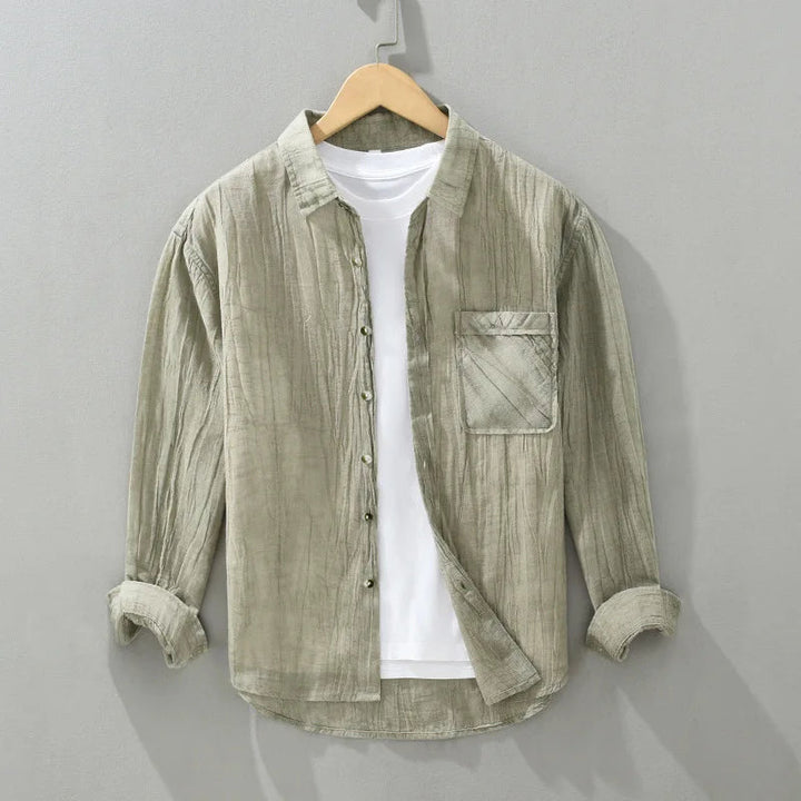 Men’s Long Sleeve Button-Up Shirt with Chest Pocket