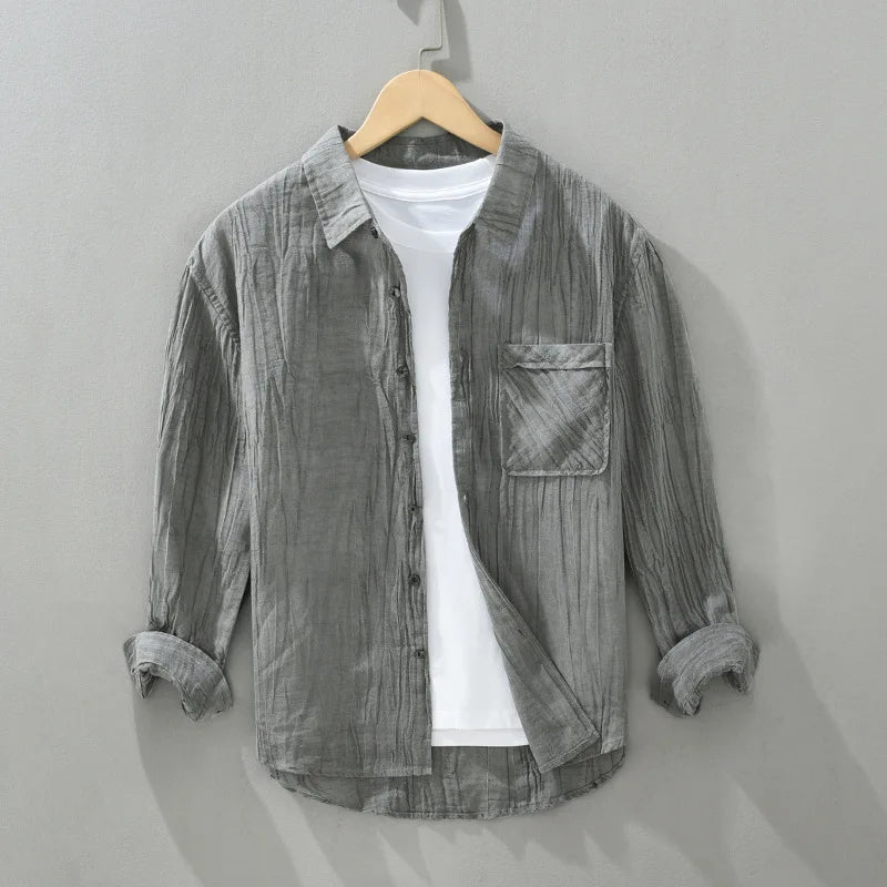 Men’s Long Sleeve Button-Up Shirt with Chest Pocket