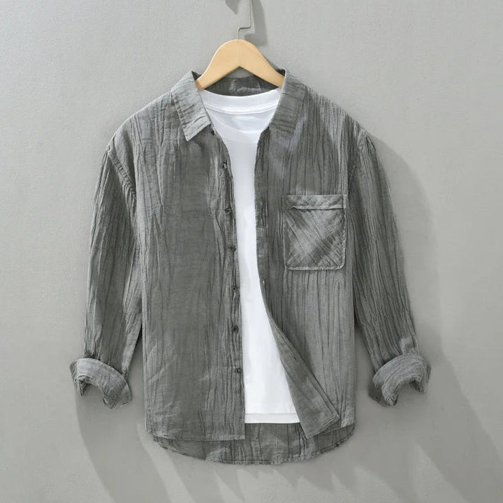 Men’s Long Sleeve Button-Up Shirt with Chest Pocket