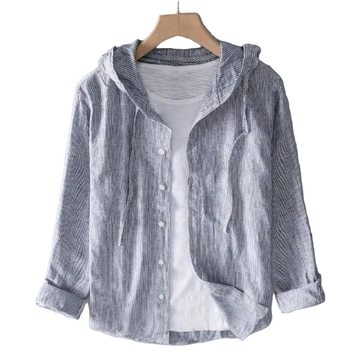 Men’s Long Sleeve Button-Up Shirt with Hood