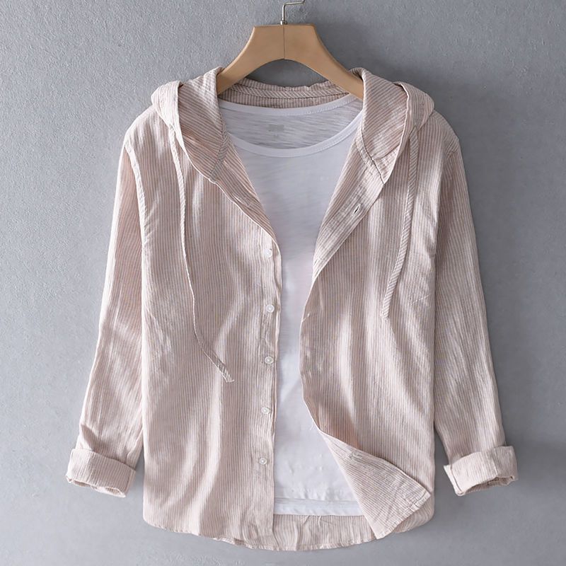 Men’s Long Sleeve Button-Up Shirt with Hood