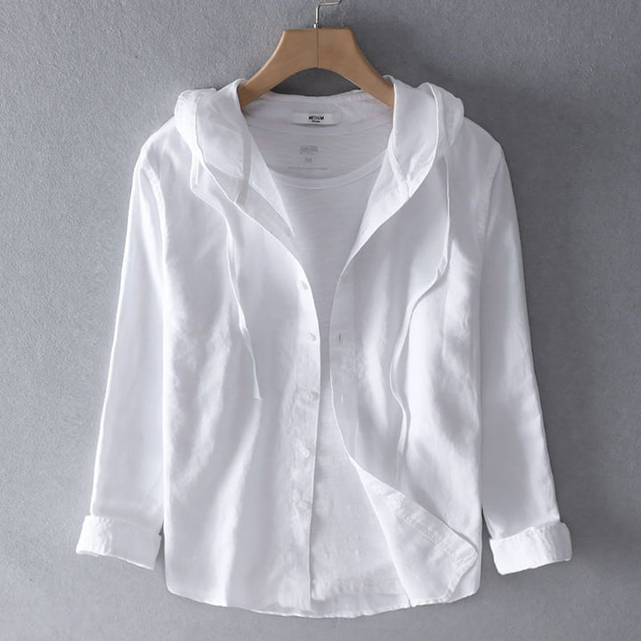 Men’s Long Sleeve Button-Up Shirt with Hood