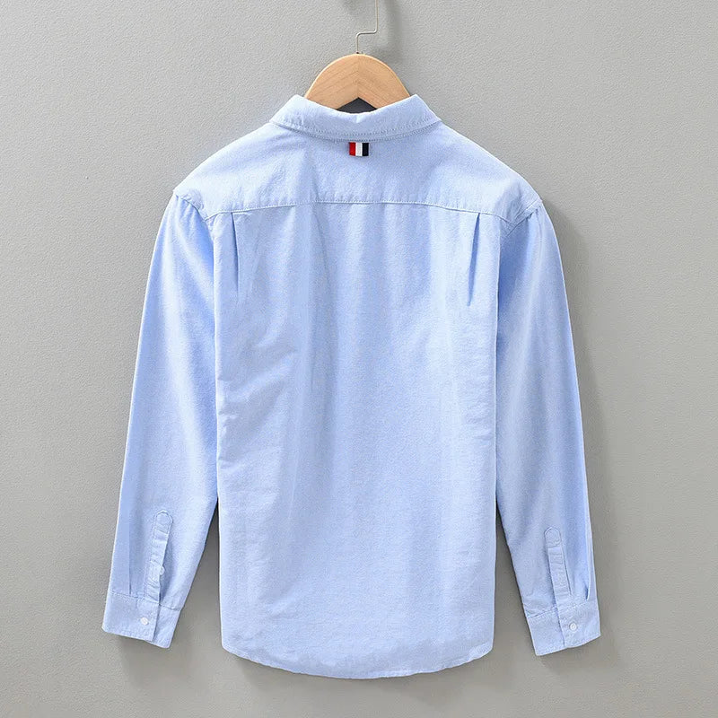 Men’s Long Sleeve Button-Up Shirt with Horizontal Stripe