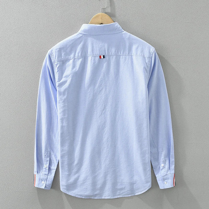 Men’s Long Sleeve Button-Up Shirt with Vertical Stripe Pattern