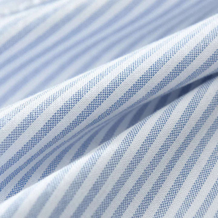 Men’s Long Sleeve Button-Up Shirt with Vertical Stripe Pattern and Chest Pocket