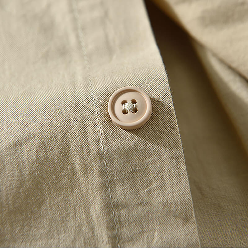 Men’s Long Sleeve Button-Up Shirt with Dual Chest Pockets and Collar