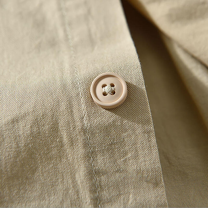 Men’s Long Sleeve Button-Up Shirt with Dual Chest Pockets and Collar
