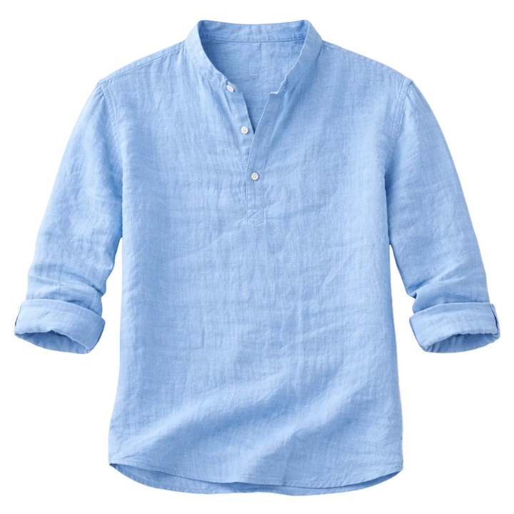 Men's Long Sleeve Henley Shirt With Band Collar