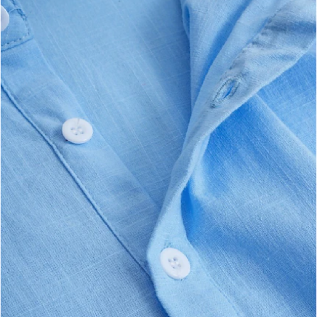 Men's Long Sleeve Henley Shirt With Band Collar