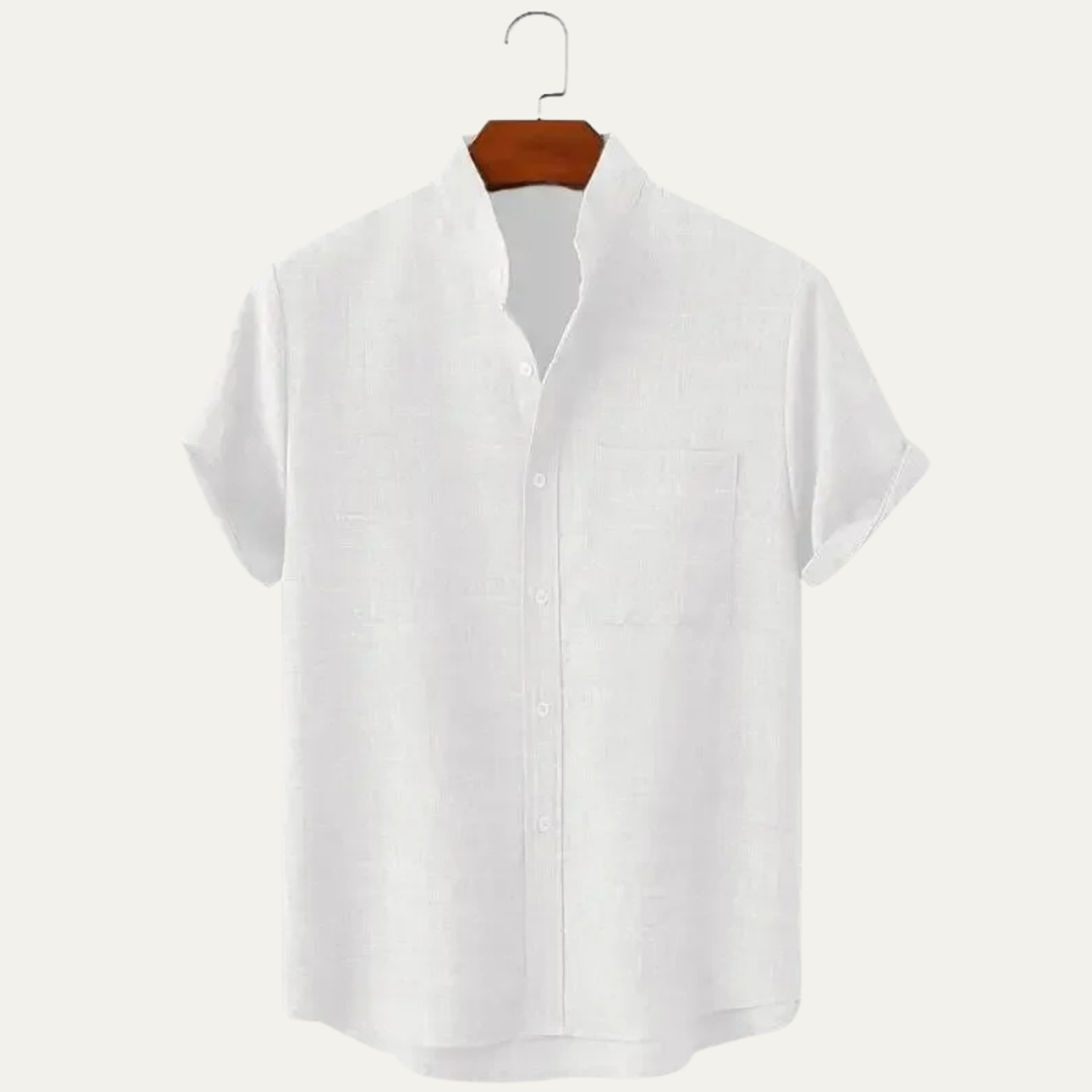 Men's Mandarin Collar Short Sleeve Shirt