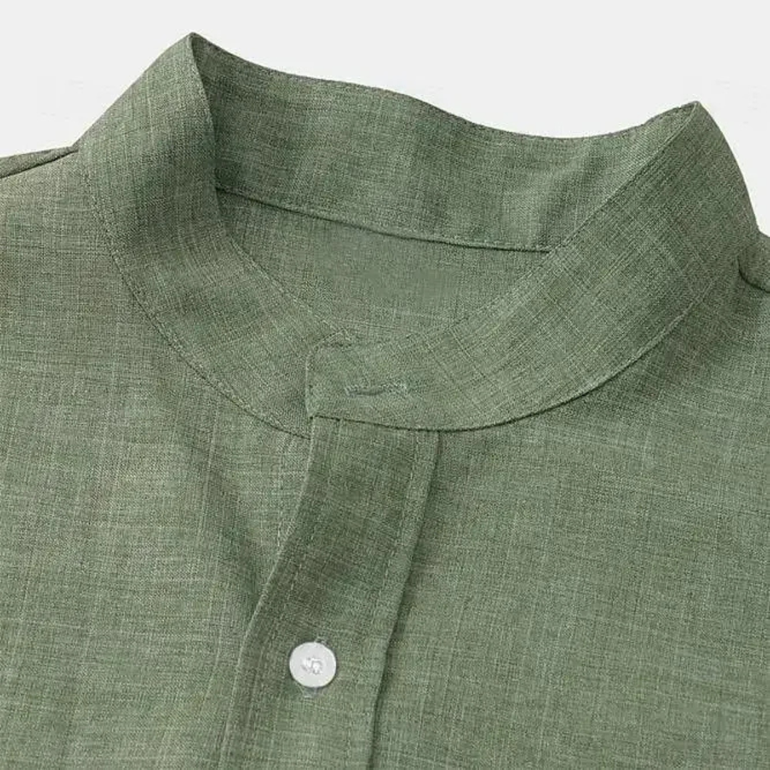 Men's Mandarin Collar Short Sleeve Shirt