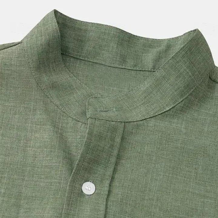 Men's Mandarin Collar Short Sleeve Shirt