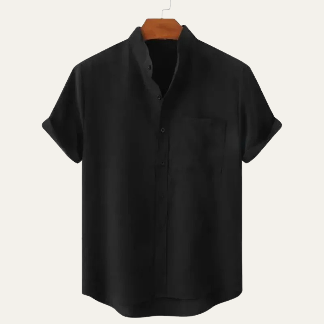 Men's Mandarin Collar Short Sleeve Shirt