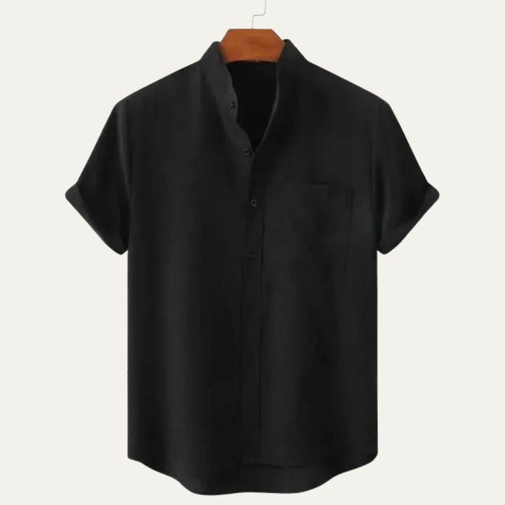 Men's Mandarin Collar Short Sleeve Shirt