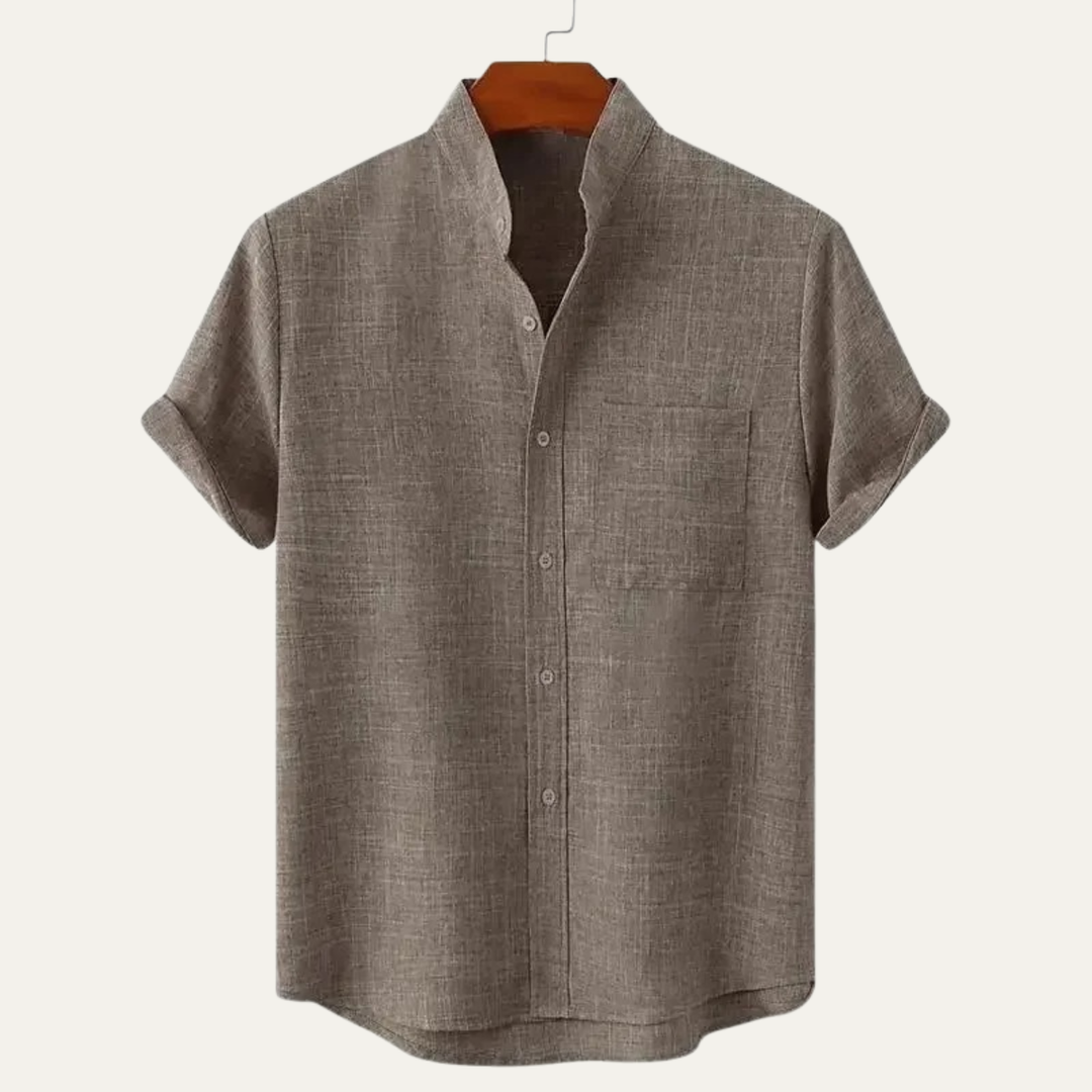 Men's Mandarin Collar Short Sleeve Shirt