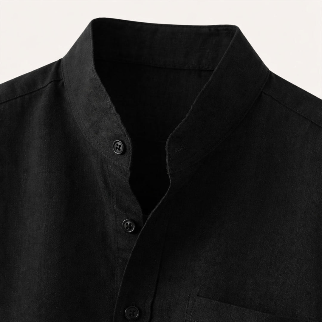 Men's Mandarin Collar Short Sleeve Shirt
