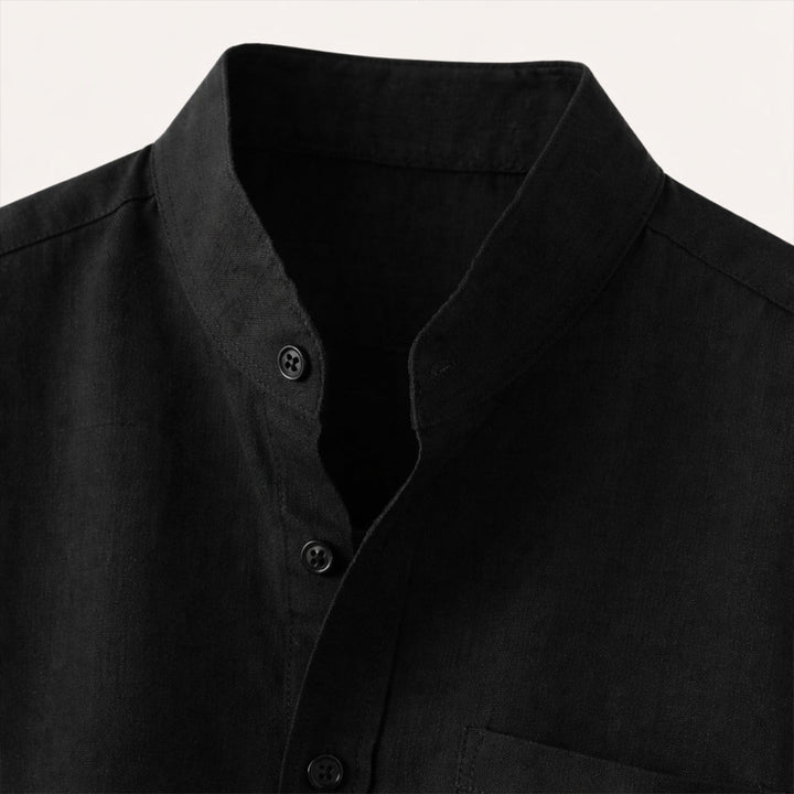 Men's Mandarin Collar Short Sleeve Shirt