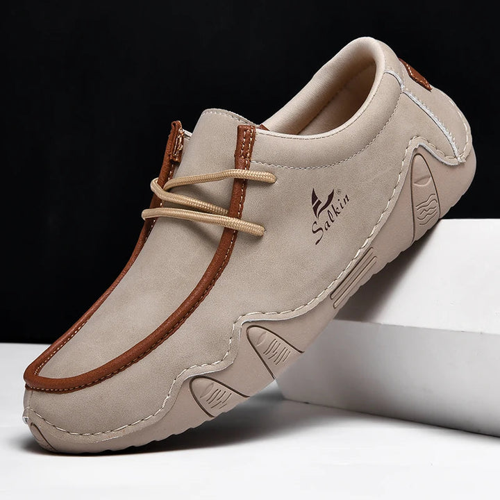 Men's Moc-Toe Lace-Up Sneakers with Contrast Trim