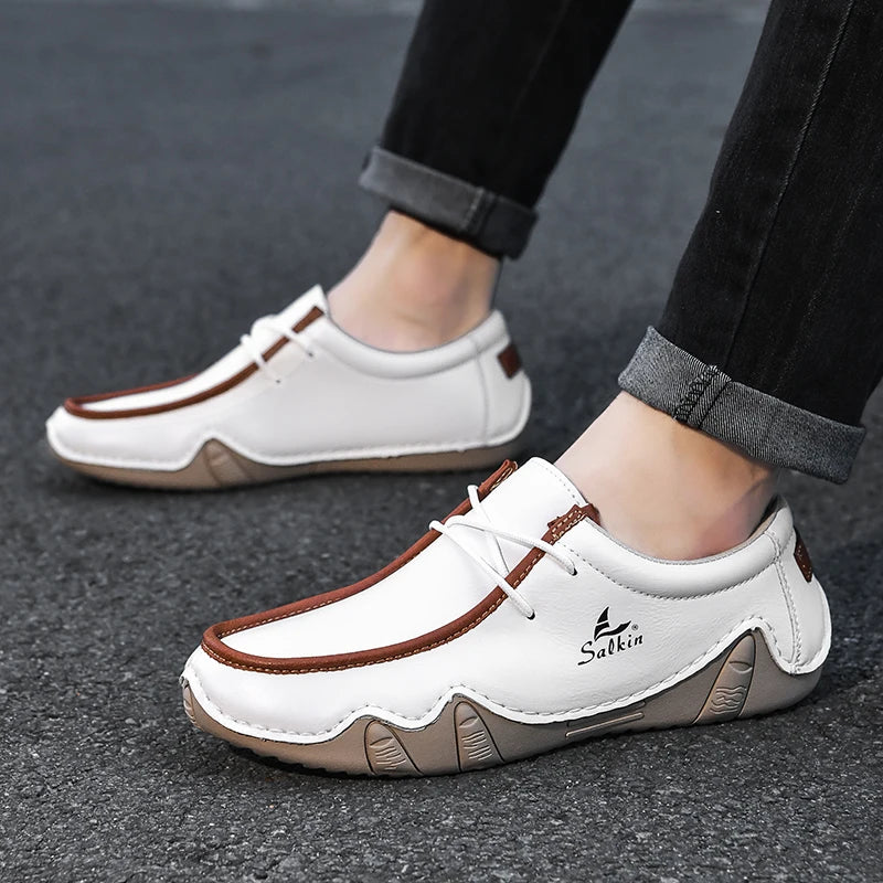 Men's Moc-Toe Lace-Up Sneakers with Contrast Trim