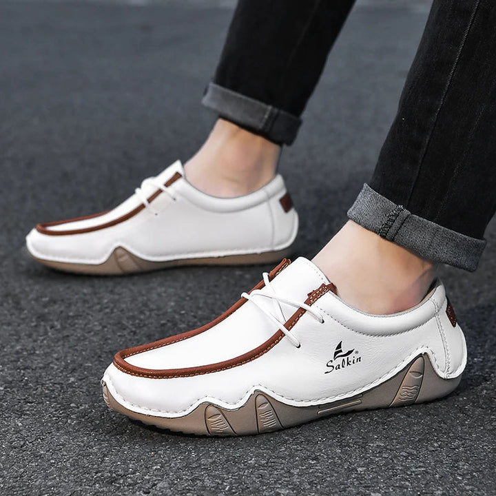 Men's Moc-Toe Lace-Up Sneakers with Contrast Trim
