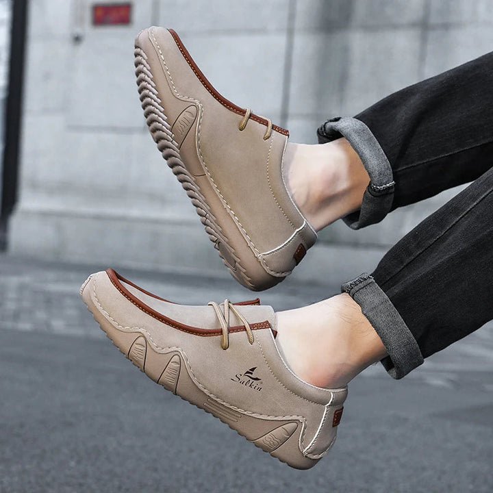Men's Moc-Toe Lace-Up Sneakers with Contrast Trim