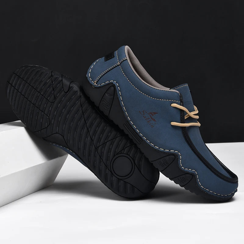 Men's Moc-Toe Lace-Up Sneakers with Contrast Trim