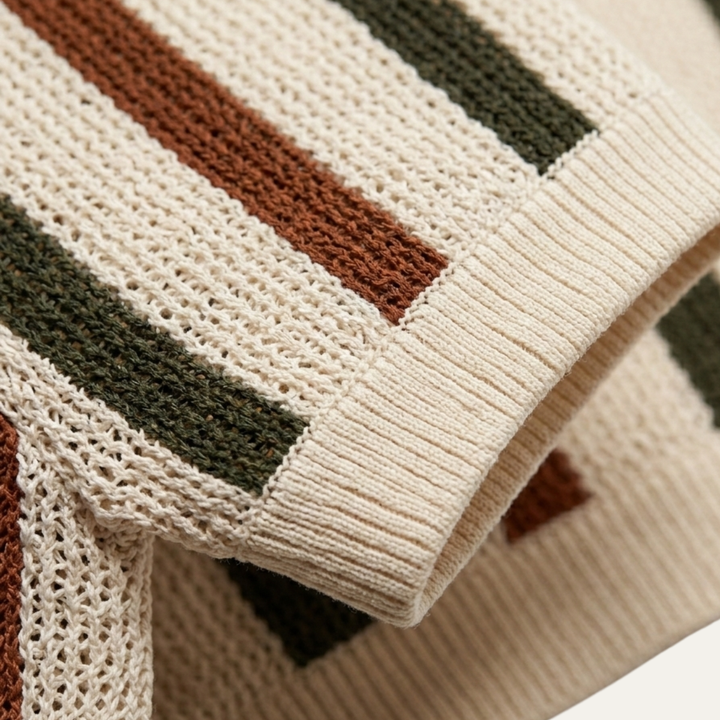Men's Multicolor Stripe Knit Polo Shirt