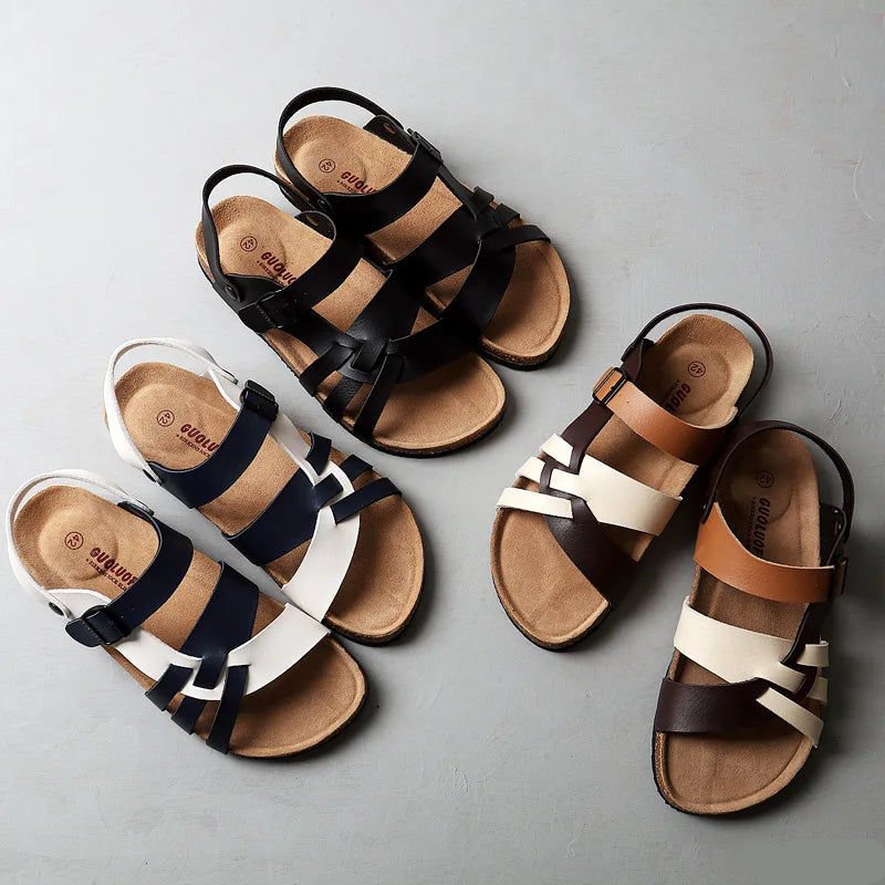 Men’s Open-Toe Sandals with Multi-Strap Upper and Adjustable Back Strap