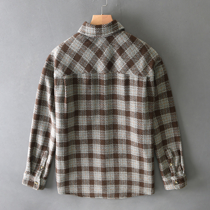 Men’s Plaid Button-Up Shirt with Chest Pockets