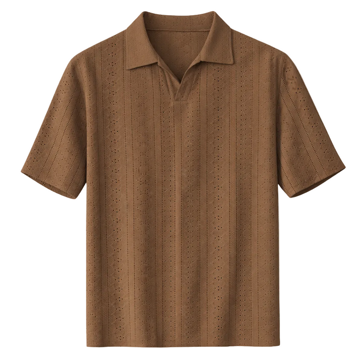 Men's Pointelle Stripe Polo Shirt