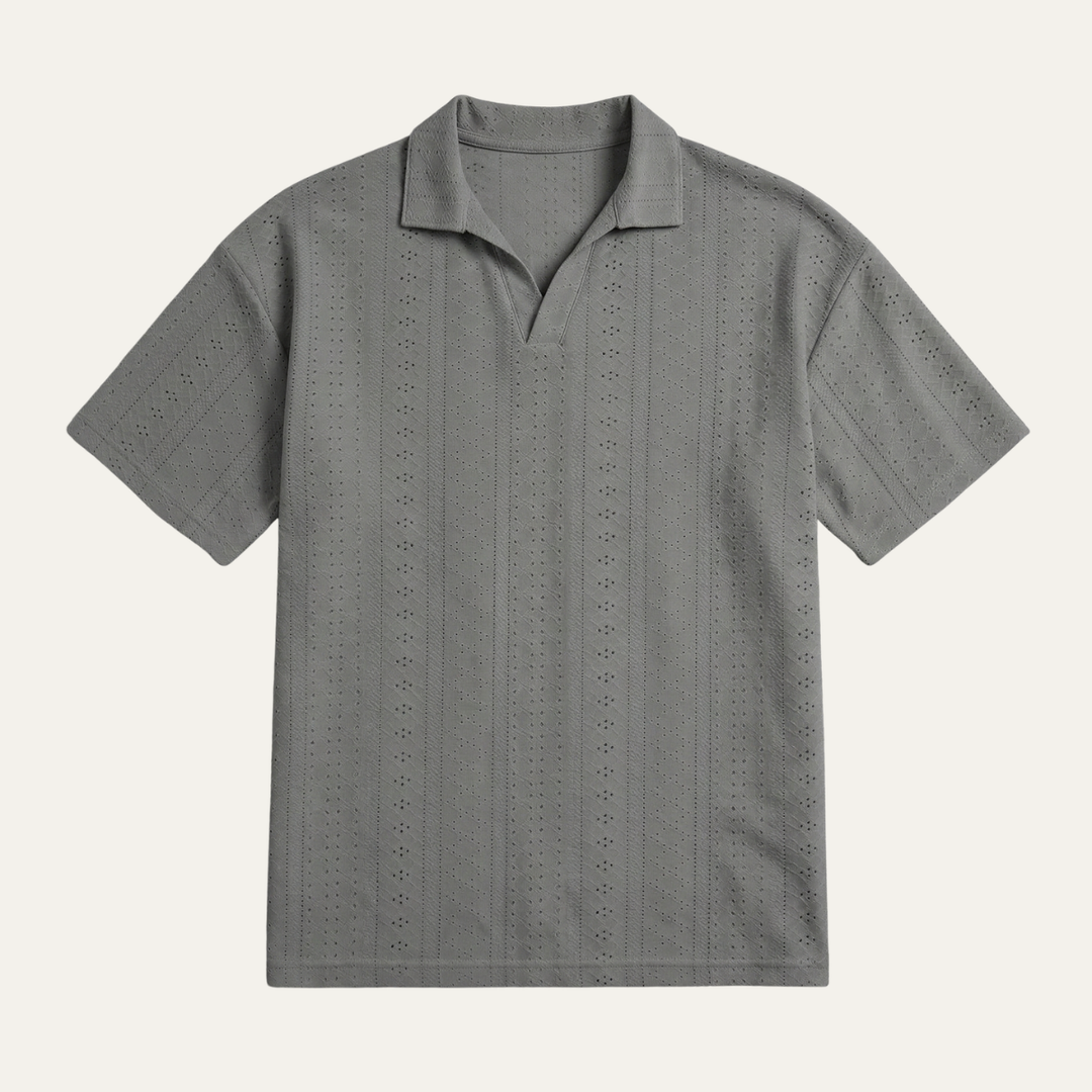 Men's Pointelle Stripe Polo Shirt