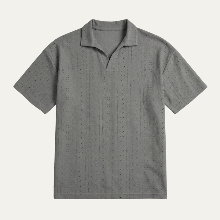 Men's Pointelle Stripe Polo Shirt